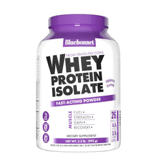 Bluebonnet Whey Protein Isolate bottle ready for lean muscle support.