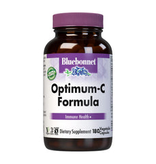 BlueBonnet Optimum C Formula bottle front label featuring non-GMO vitamin C blend for immune support.