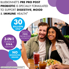 BlueBonnet probiotic ingredients with prebiotic FOS support growth of friendly bacteria
