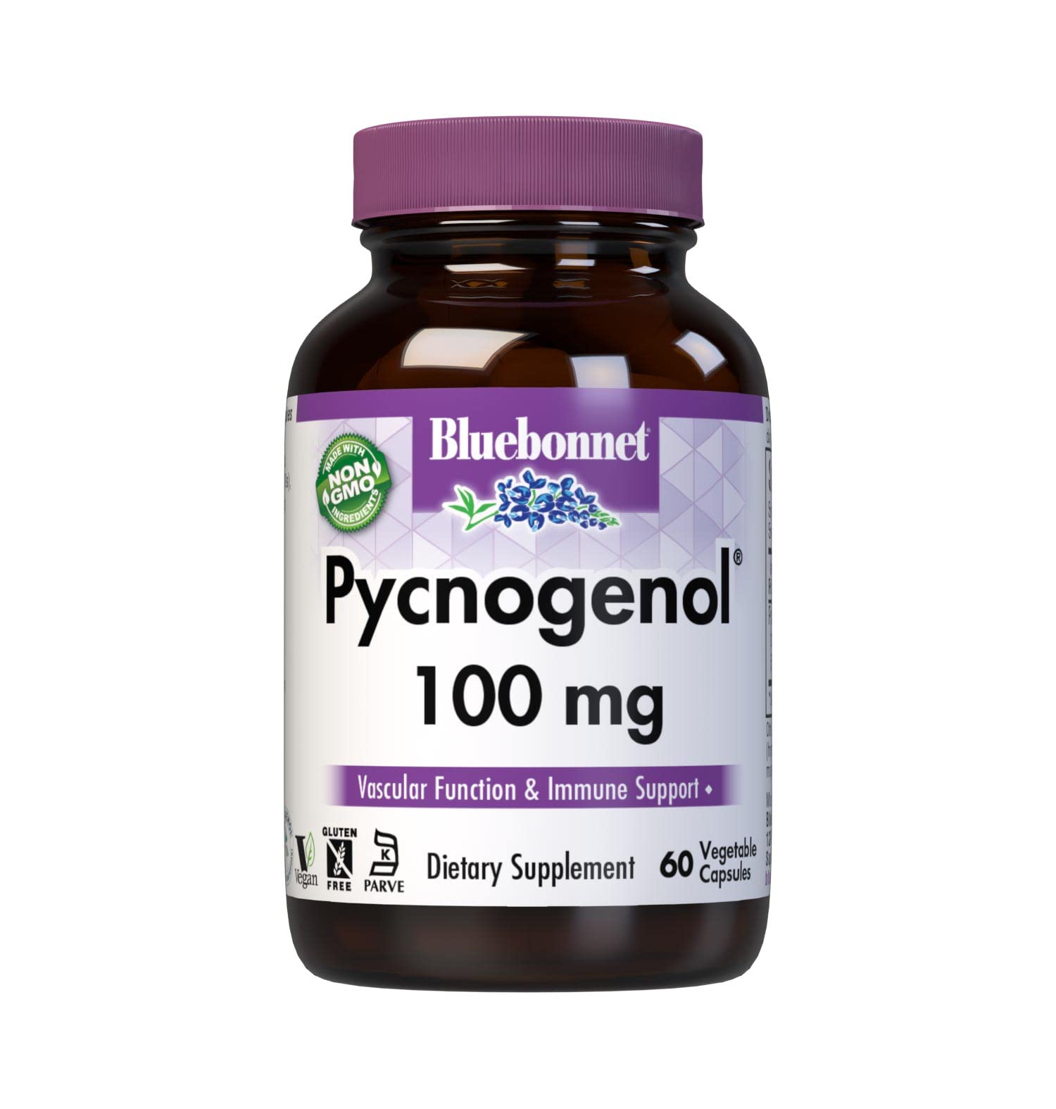 BlueBonnet Pycnogenol 100 mg bottle with plant-based capsules for daily wellness