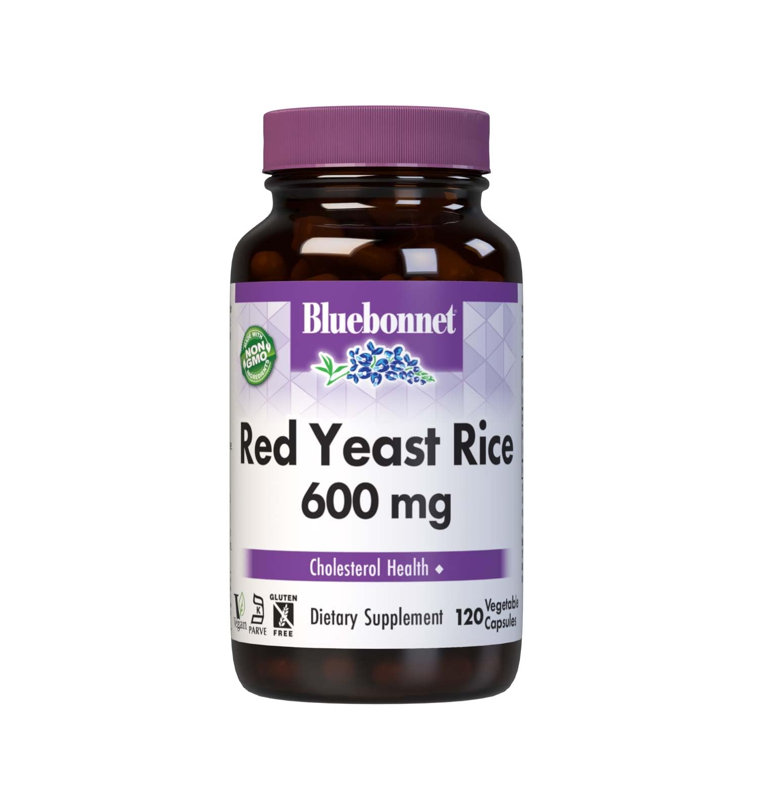 Bluebonnet Red Yeast Rice 600 mg bottle with 120 capsules for cholesterol within the normal range