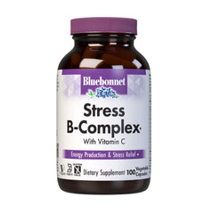 Bluebonnet Stress B-Complex capsules in bottle for daily energy support.