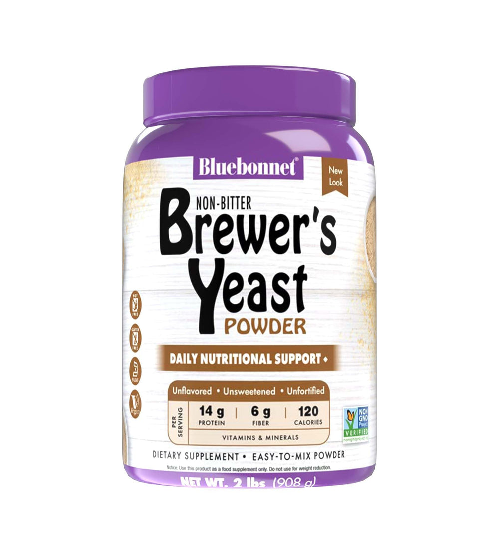 BlueBonnet Super Earth Brewer's Yeast Powder bottle for daily vegan nutrition.