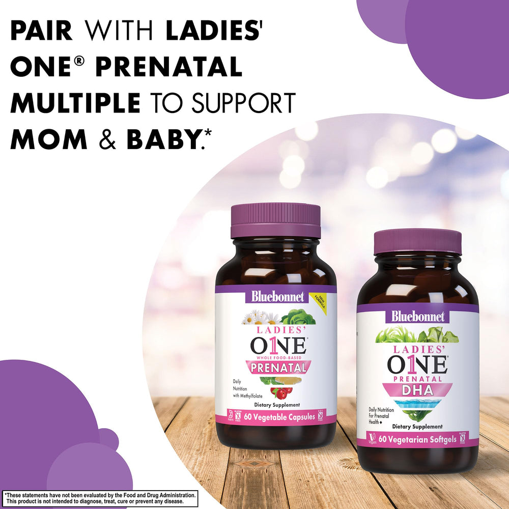 Bluebonnet vegetarian DHA capsules show 60 servings for ongoing use.