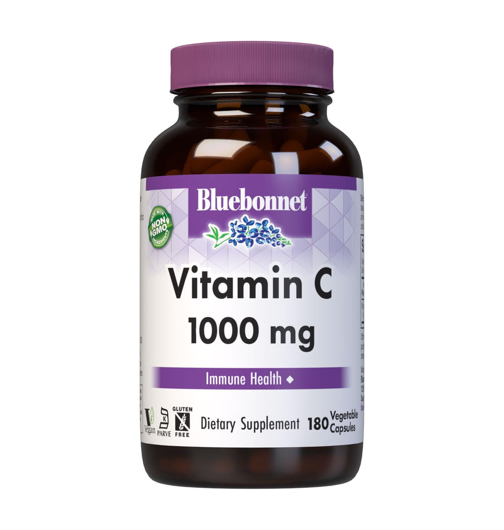 Bluebonnet Vitamin C 1000 mg capsules bottle with immune support emphasis