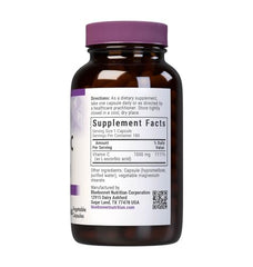 Bluebonnet Vitamin C label close-up highlighting vegan non-GMO formula for immune health