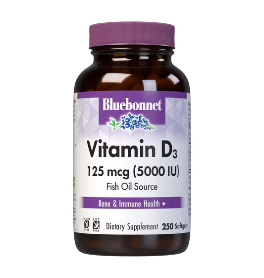 BlueBonnet Vitamin D3 softgels bottle for daily bone support.