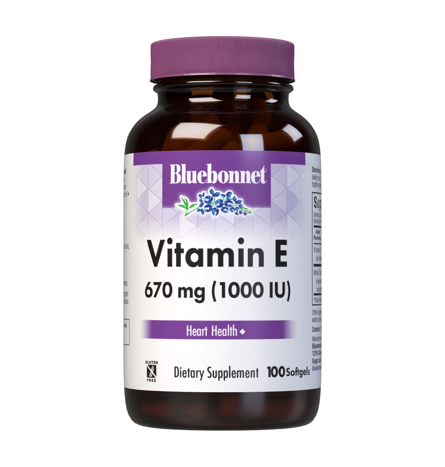 Bluebonnet Vitamin E 1000 IU softgels bottle with antioxidant support