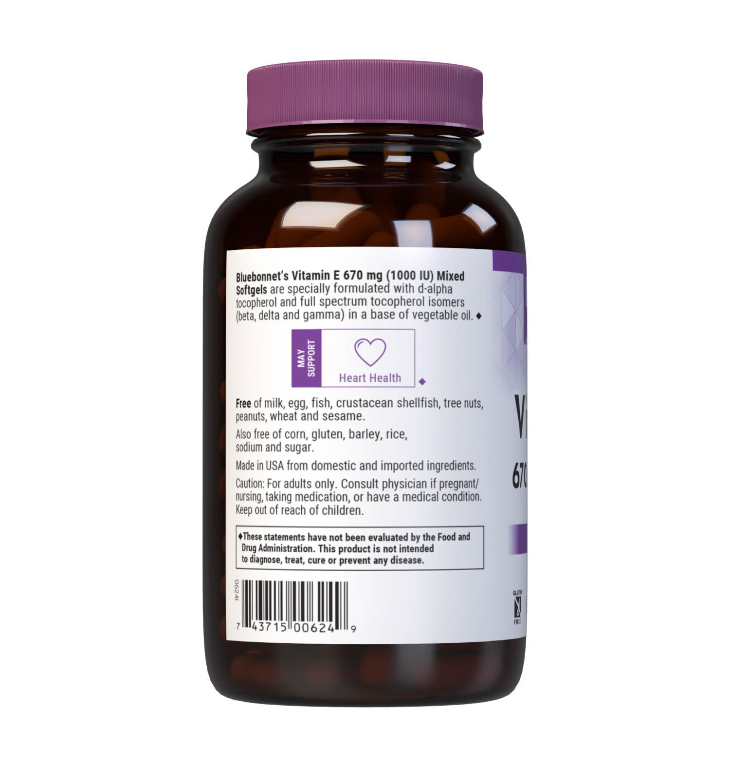Bluebonnet Vitamin E 1000 IU softgels closeup emphasizes purity and versatility
