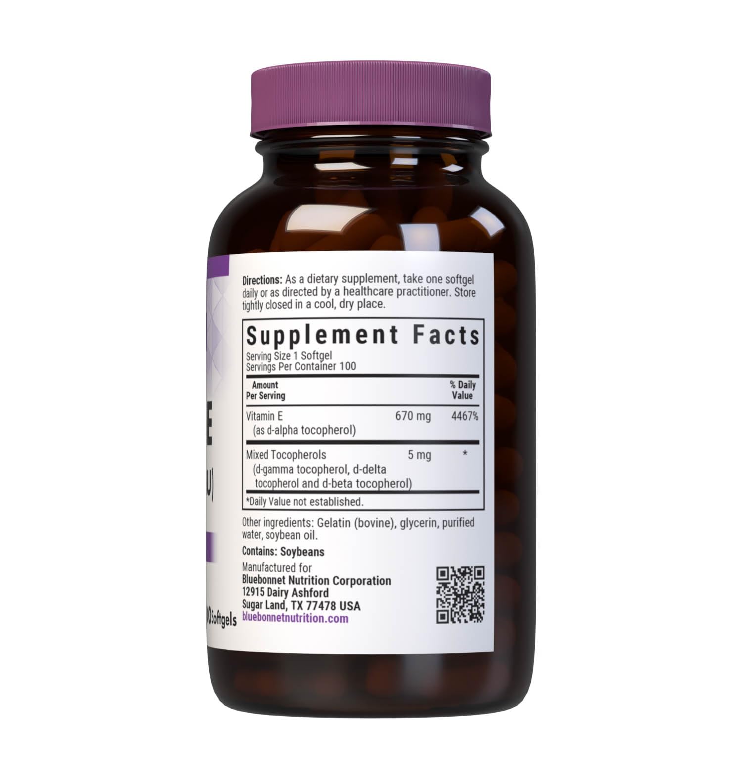 Bluebonnet Vitamin E 1000 IU softgels packaging shows allergen-free formula