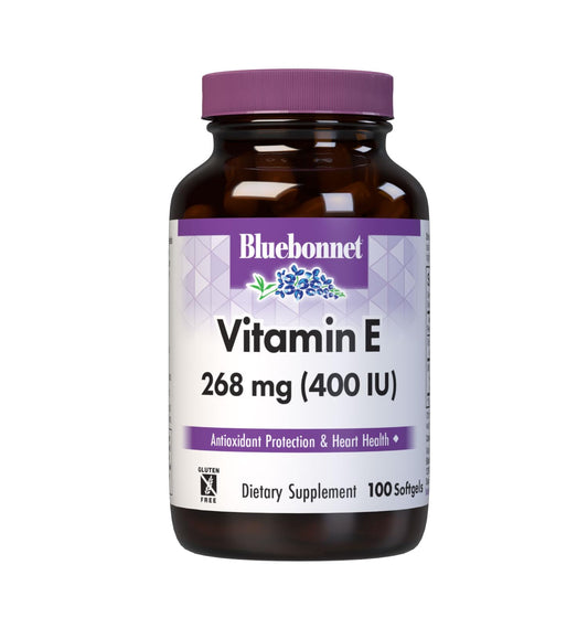 Bluebonnet Vitamin E 400 IU softgels bottle front for antioxidant support