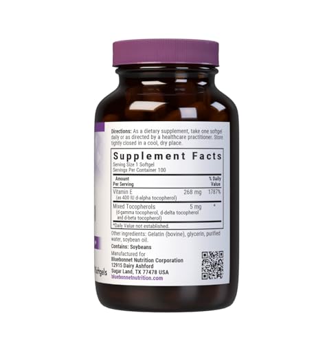Bluebonnet Vitamin E softgels closeup showing smooth capsules for daily use