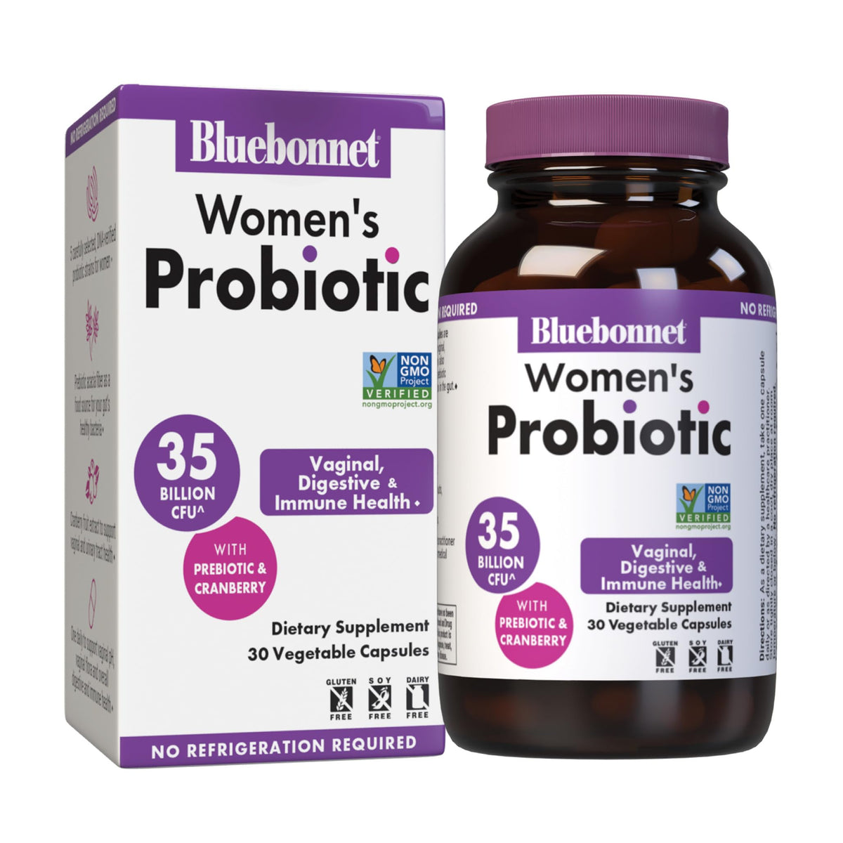 BlueBonnet Women’s Probiotic bottle pouring capsules for daily urinary tract support
