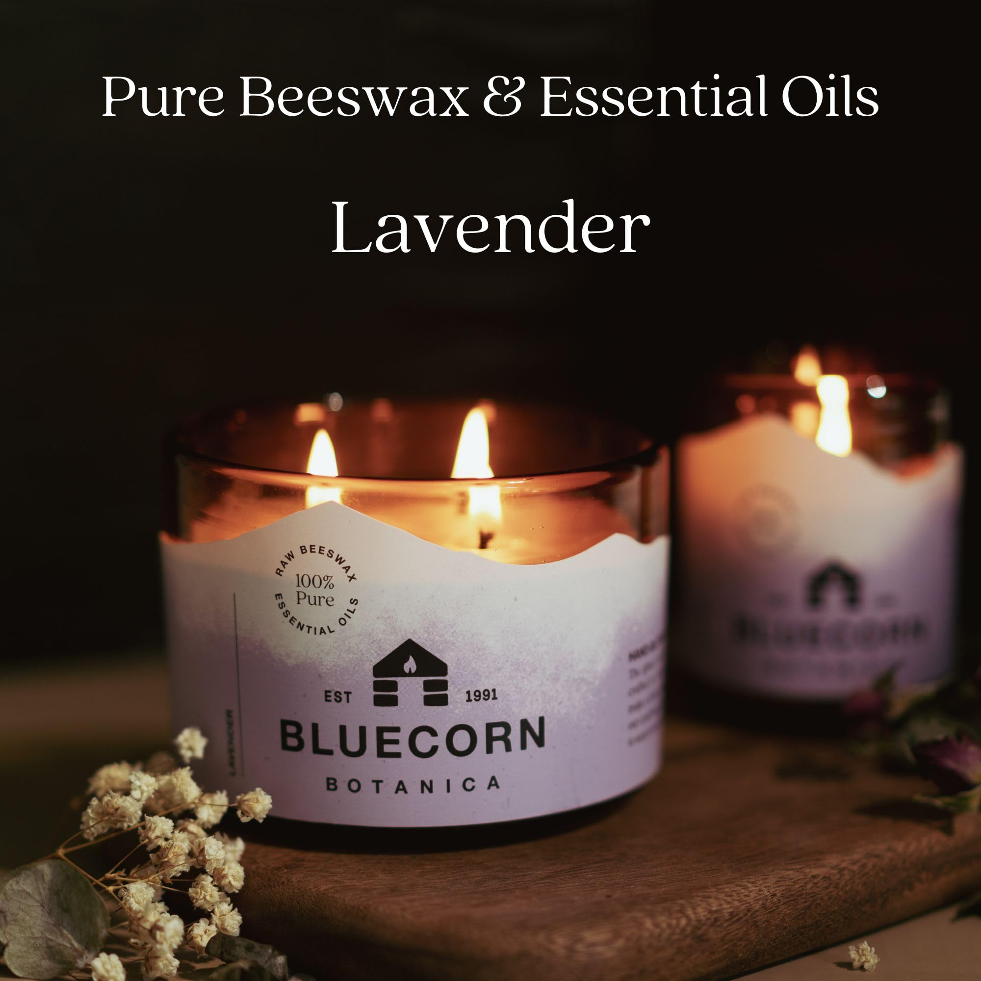 Bluecorn Beeswax candle offers up to 40 hours of ambience.