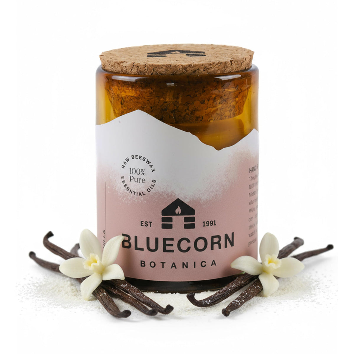 Bluecorn Beeswax large 3-wick candle in amber glass for warm ambience