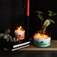 Bluecorn Beeswax gift-ready candle for housewarming or holidays.