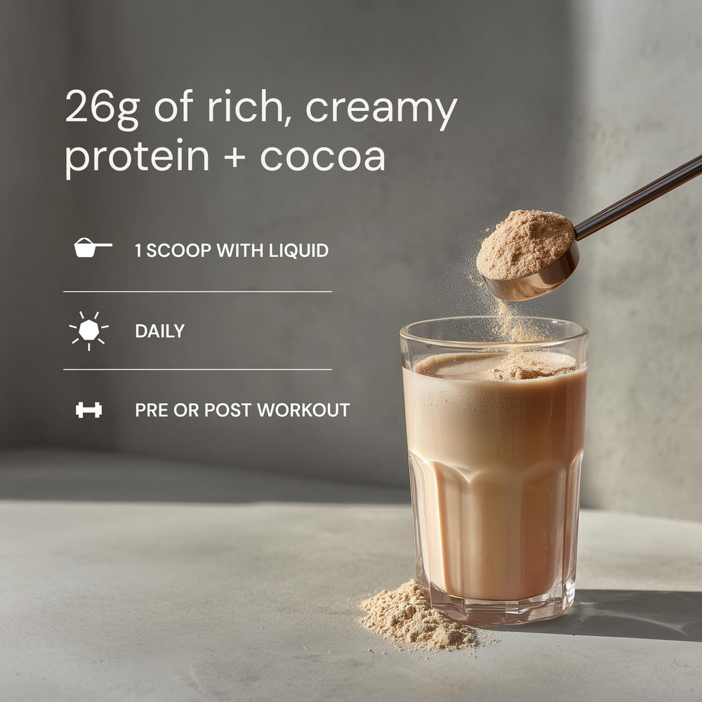 Blueprint Bryan Johnson chocolate protein powder oats bowl shows versatile breakfast option.