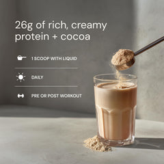 Blueprint Bryan Johnson chocolate protein powder oats bowl shows versatile breakfast option.