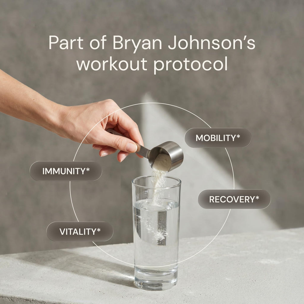 Collagen powder in a smoothie shows versatile mixability with Blueprint Bryan Johnson