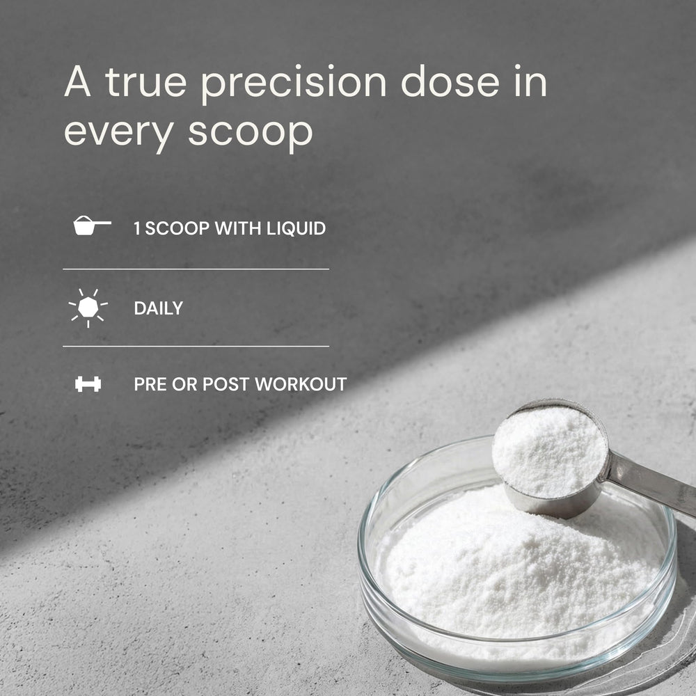 Blueprint Bryan Johnson creatine monohydrate powder shown in a daily routine context.