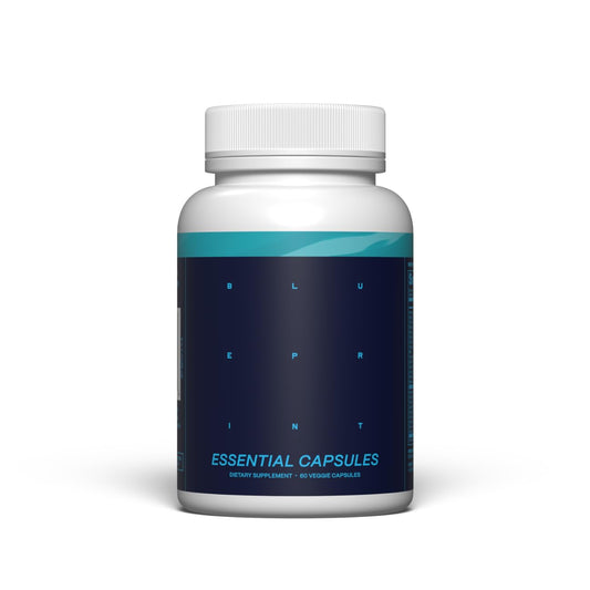 Blueprint Bryan Johnson Essential Capsules bottle front for daily nutrition support.
