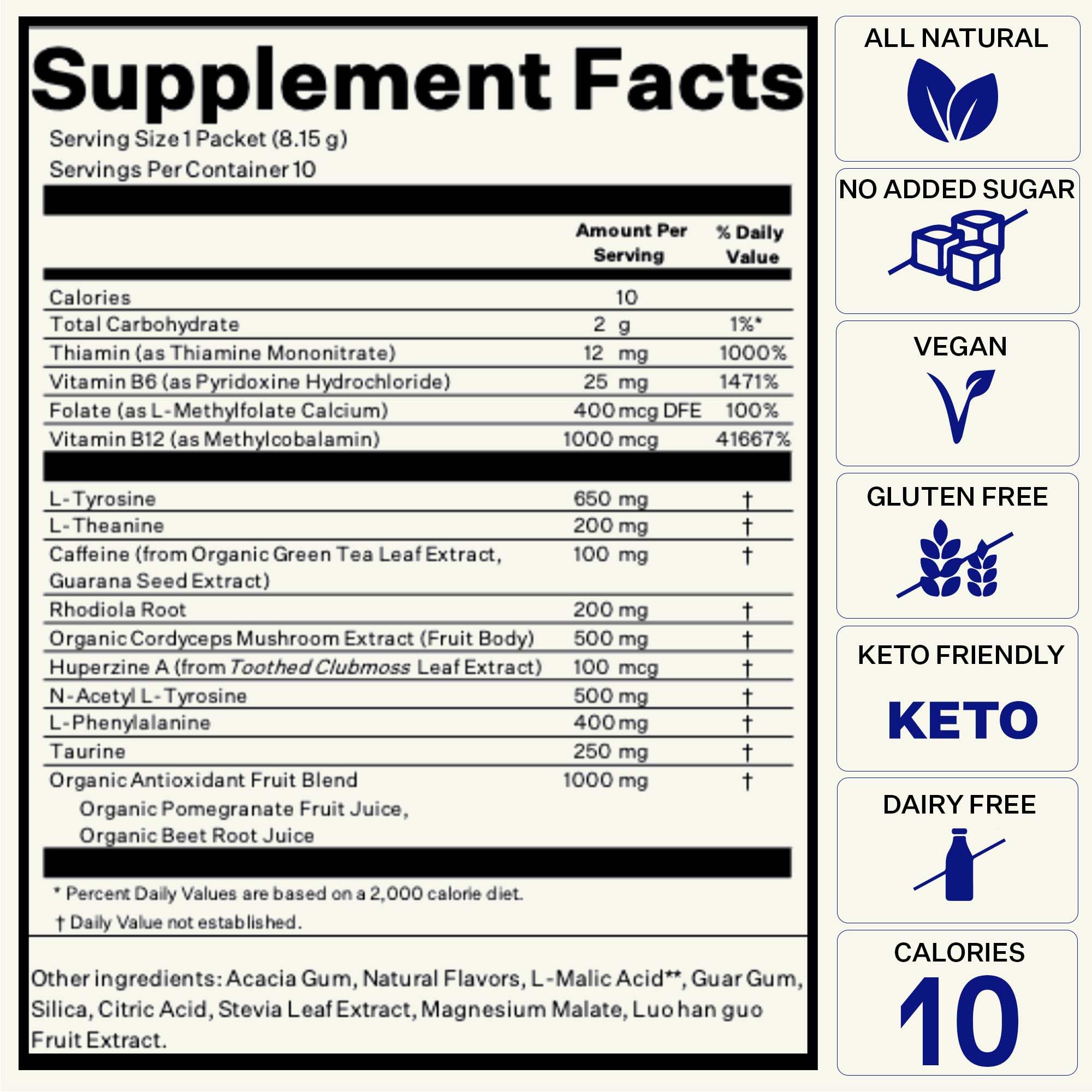 Blueshift guarana and green tea extract on the label