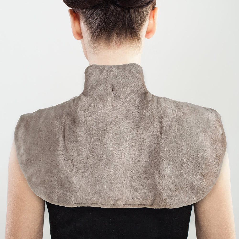 Bluestone neck and shoulder warmer with soft plush fabric for gentle warmth