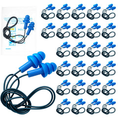 Blulu 100-pair blue corded earplugs for hygienic bulk use.