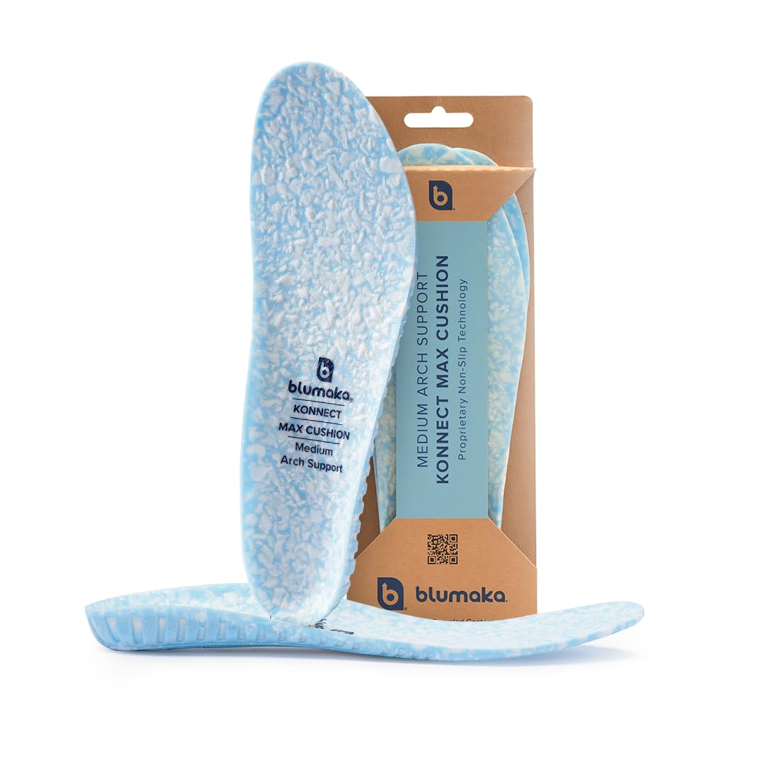 Blumaka Nonslip Athletic Insoles packaging featuring pro athlete trust and durable construction.