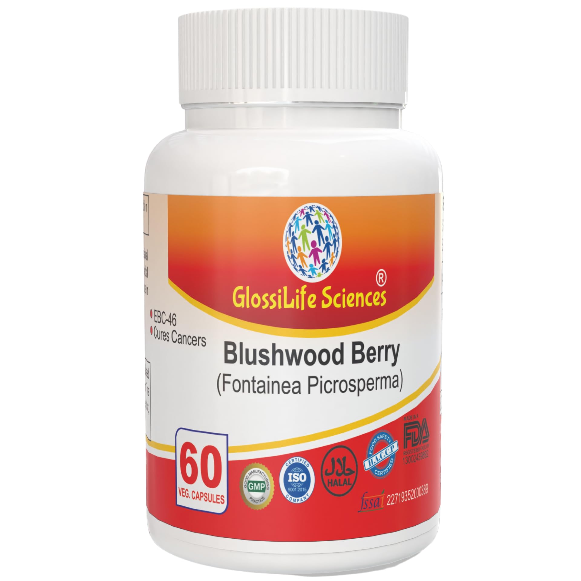 Blushwood Berry GlossiLife capsule bottle with 120 caps for daily wellness support.