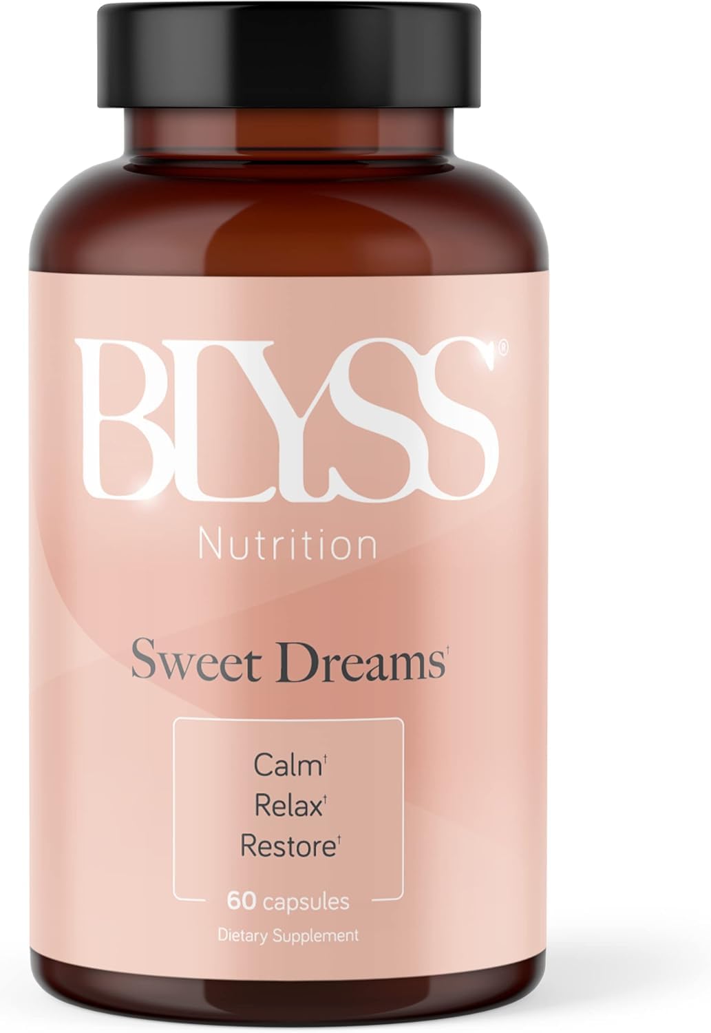 BLYSS 5HTP Plus GABA capsules showcase pure ingredients.