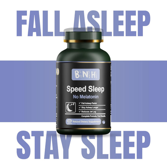 BNH capsules close-up reveal the 15-herb blend for calm sleep onset.