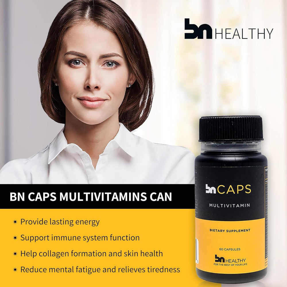 BNHealthy BN Caps on a kitchen counter ready for daily use.