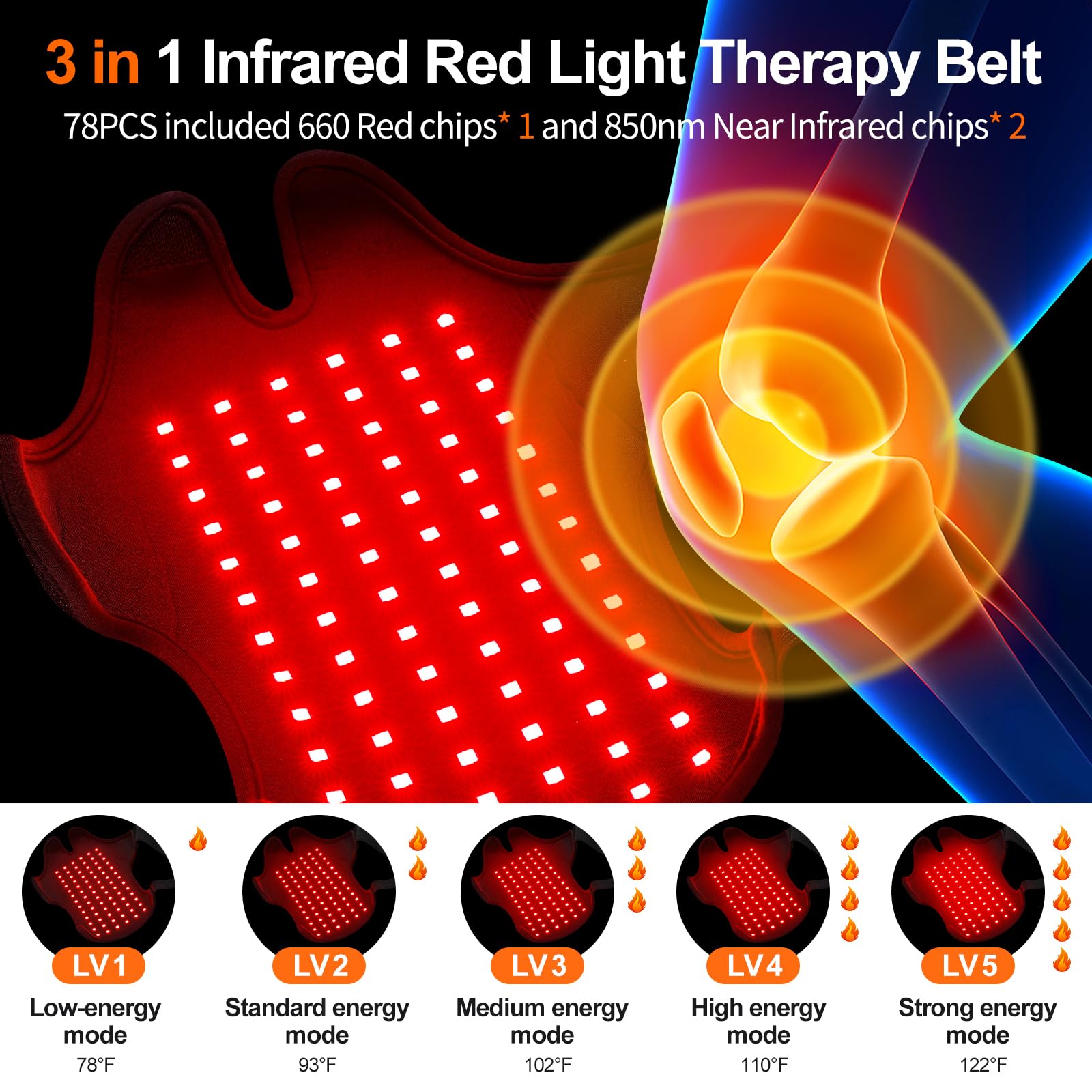 Bnlei belt on knee supports gentle joint comfort and mobility.