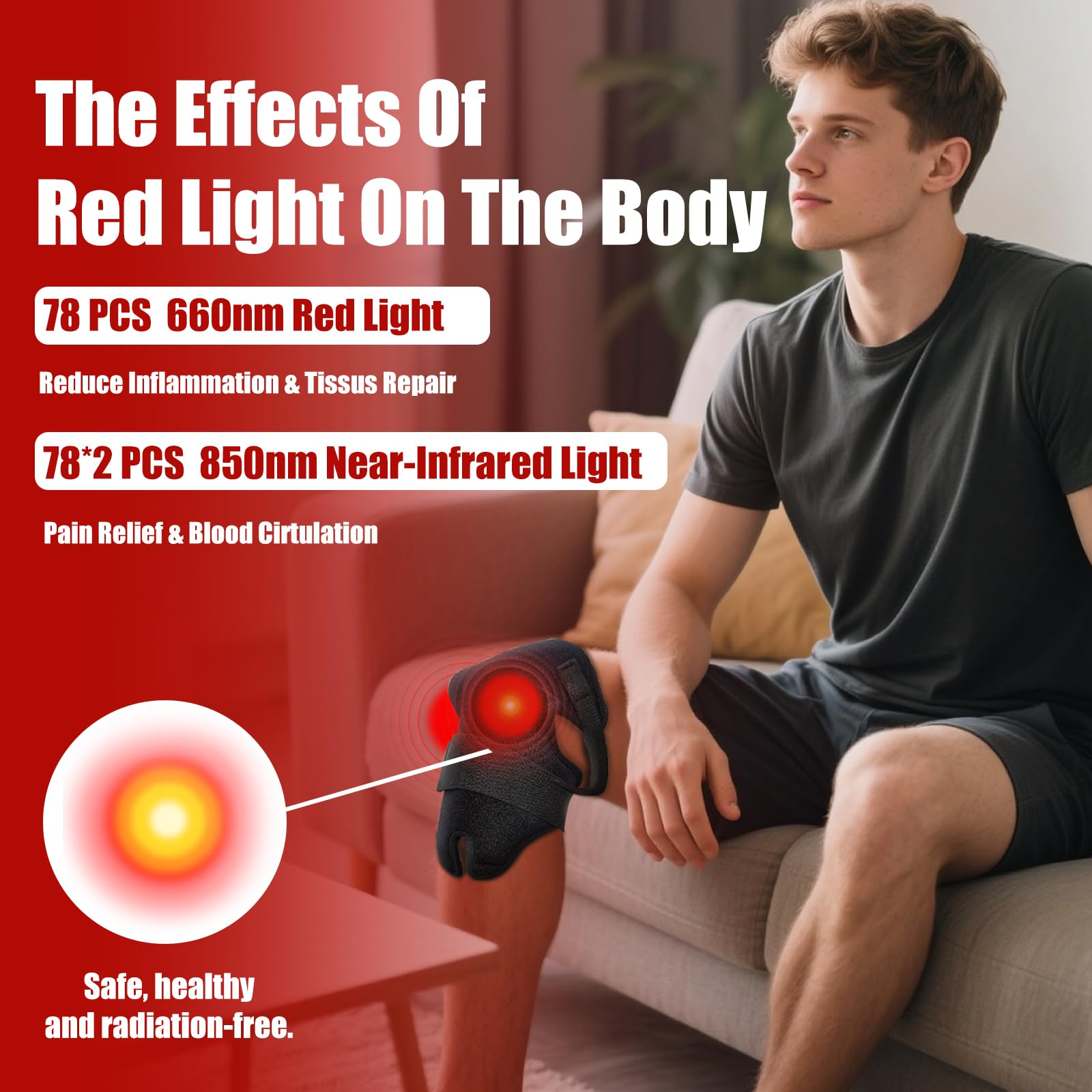 Bnlei wearable red light wrap heat function provides soothing warmth