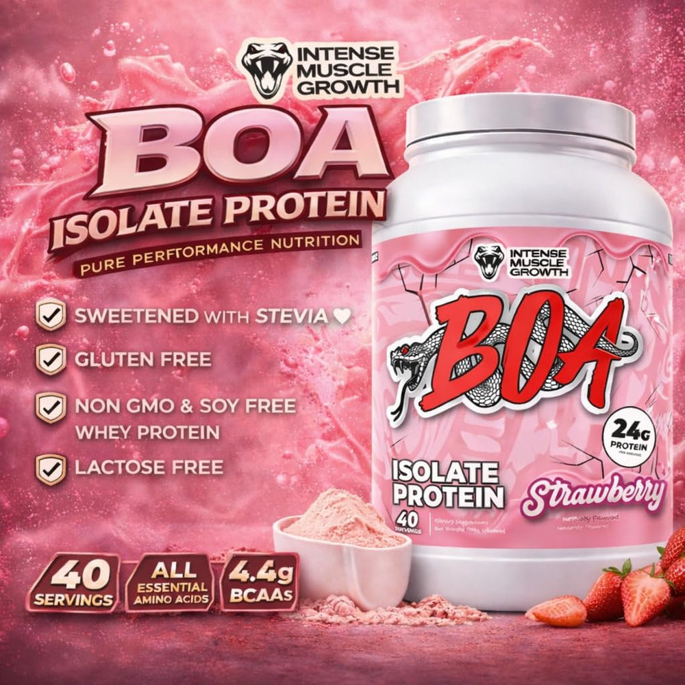 Close-up of BOA Isolate Protein label highlighting vitamins.