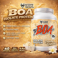 BOA Isolate Protein vanilla cream flavor highlighting creamy taste and versatility