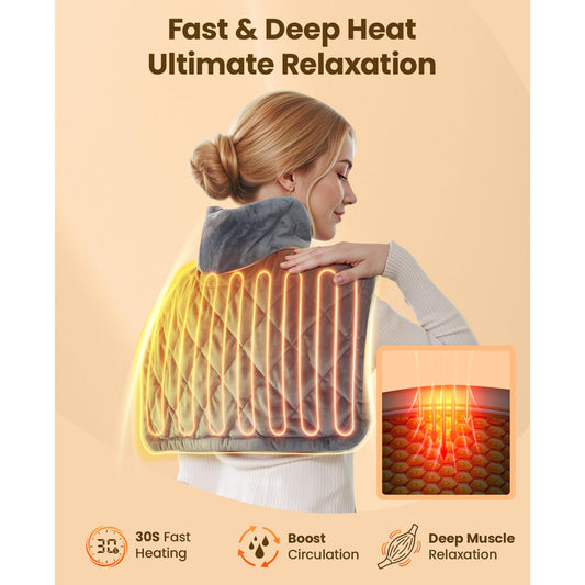 Bob and Brad heating pad with ceramic bead layout for deep-penetrating warmth.