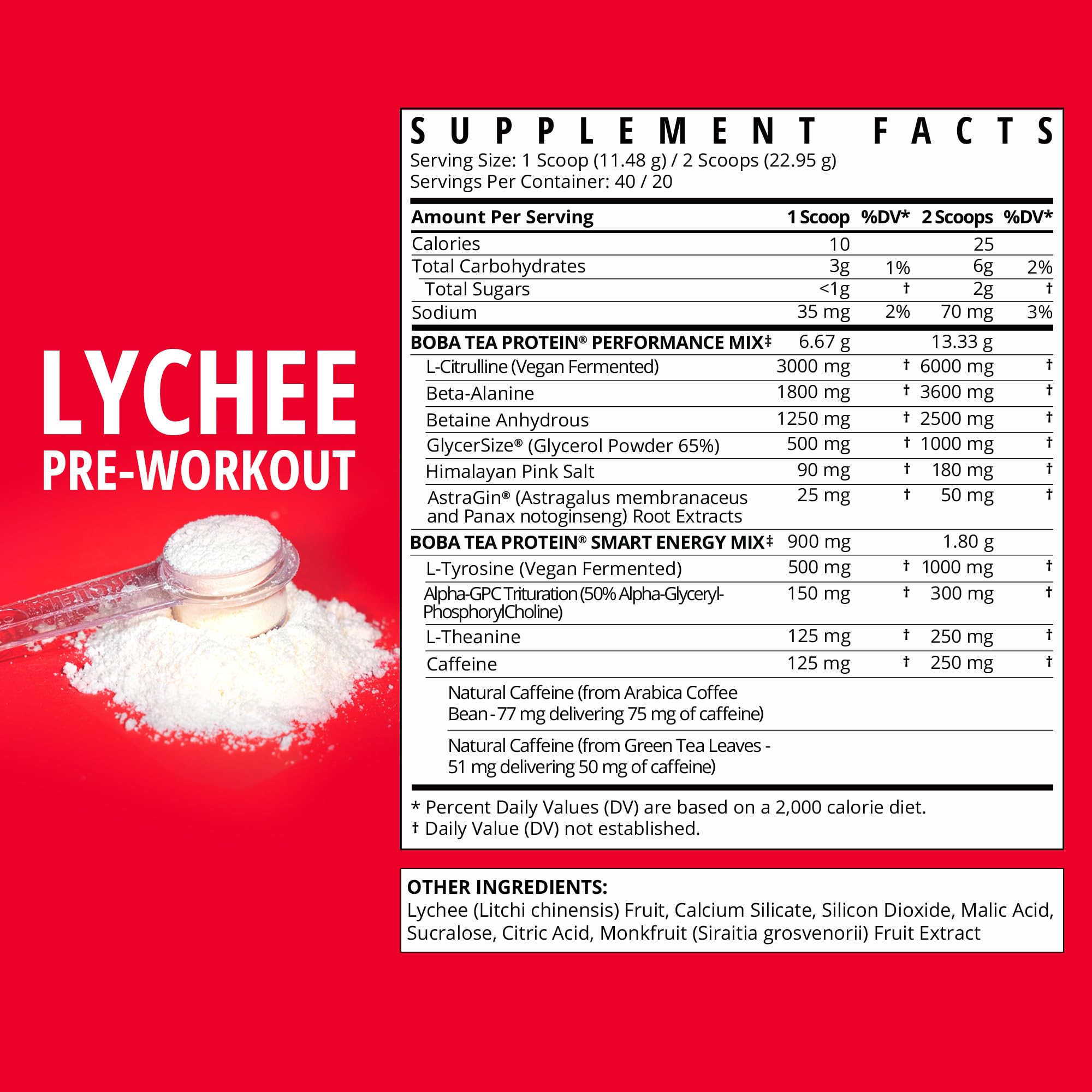 Lychee scoop in shaker highlights easy mixing and refreshing flavor during training.