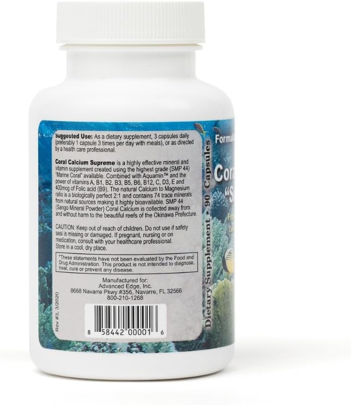 BOB'S BEST Coral Calcium Supreme I veggie capsules demonstrate gelatin-free daily support.