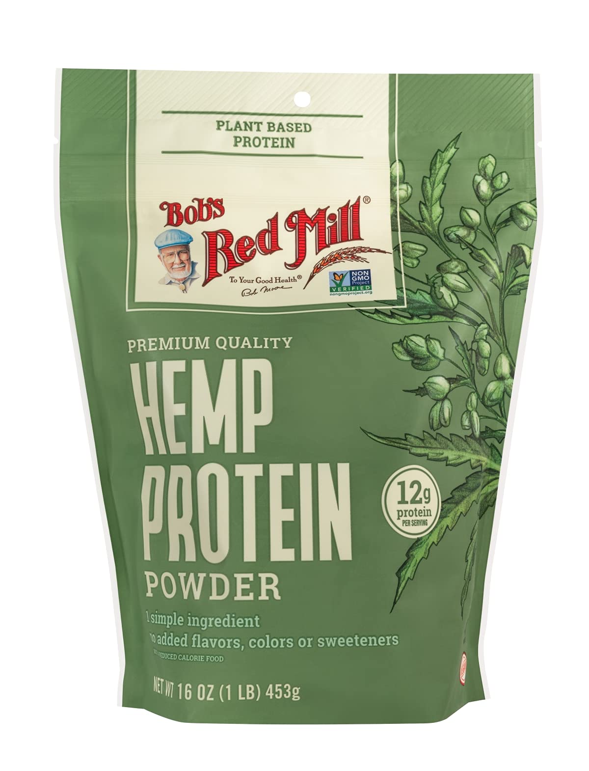Bob's Red Mill hemp protein powder ingredients labeled for fiber and iron