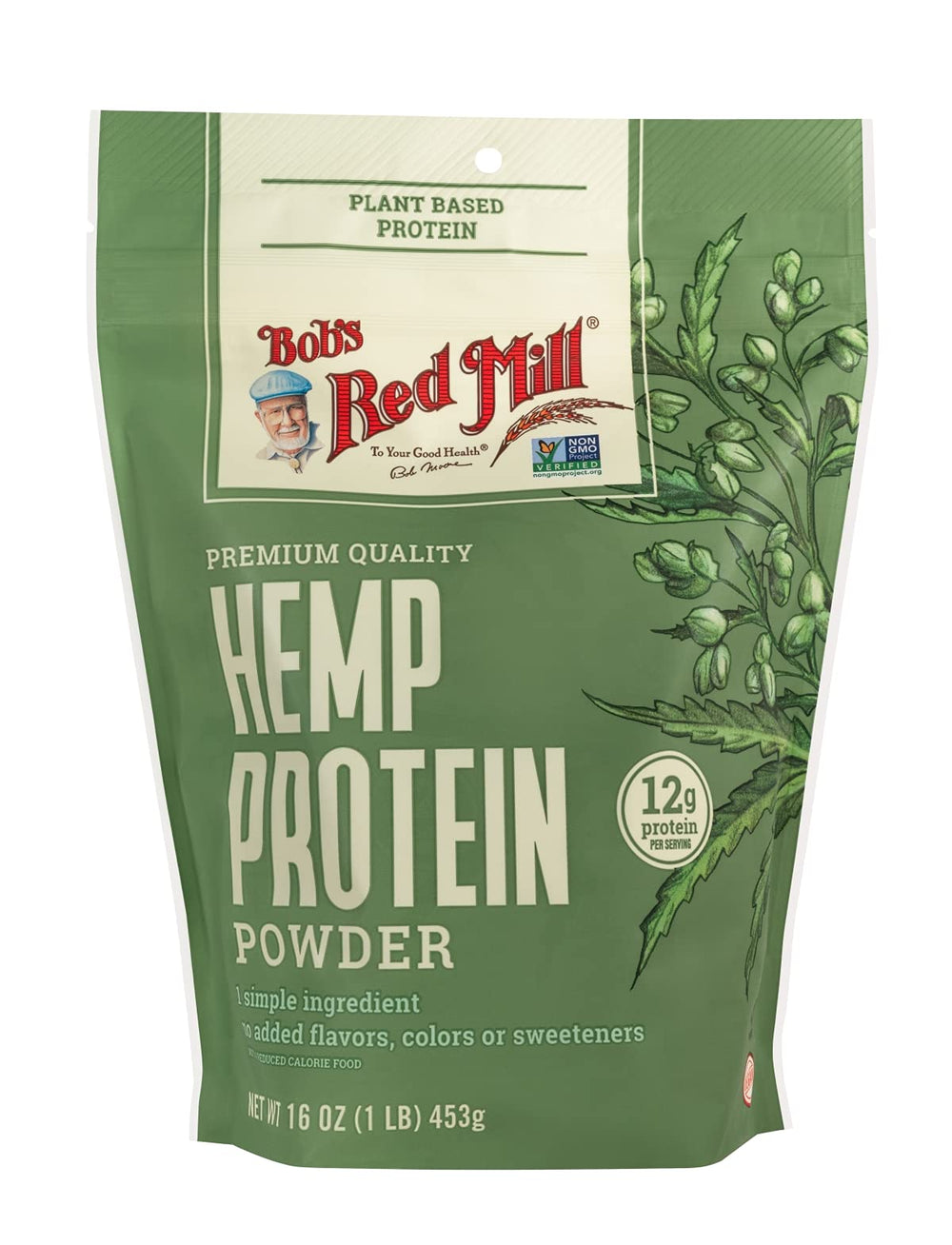Bob's Red Mill hemp protein powder ingredients labeled for fiber and iron