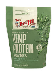 Bob's Red Mill hemp protein powder ingredients labeled for fiber and iron