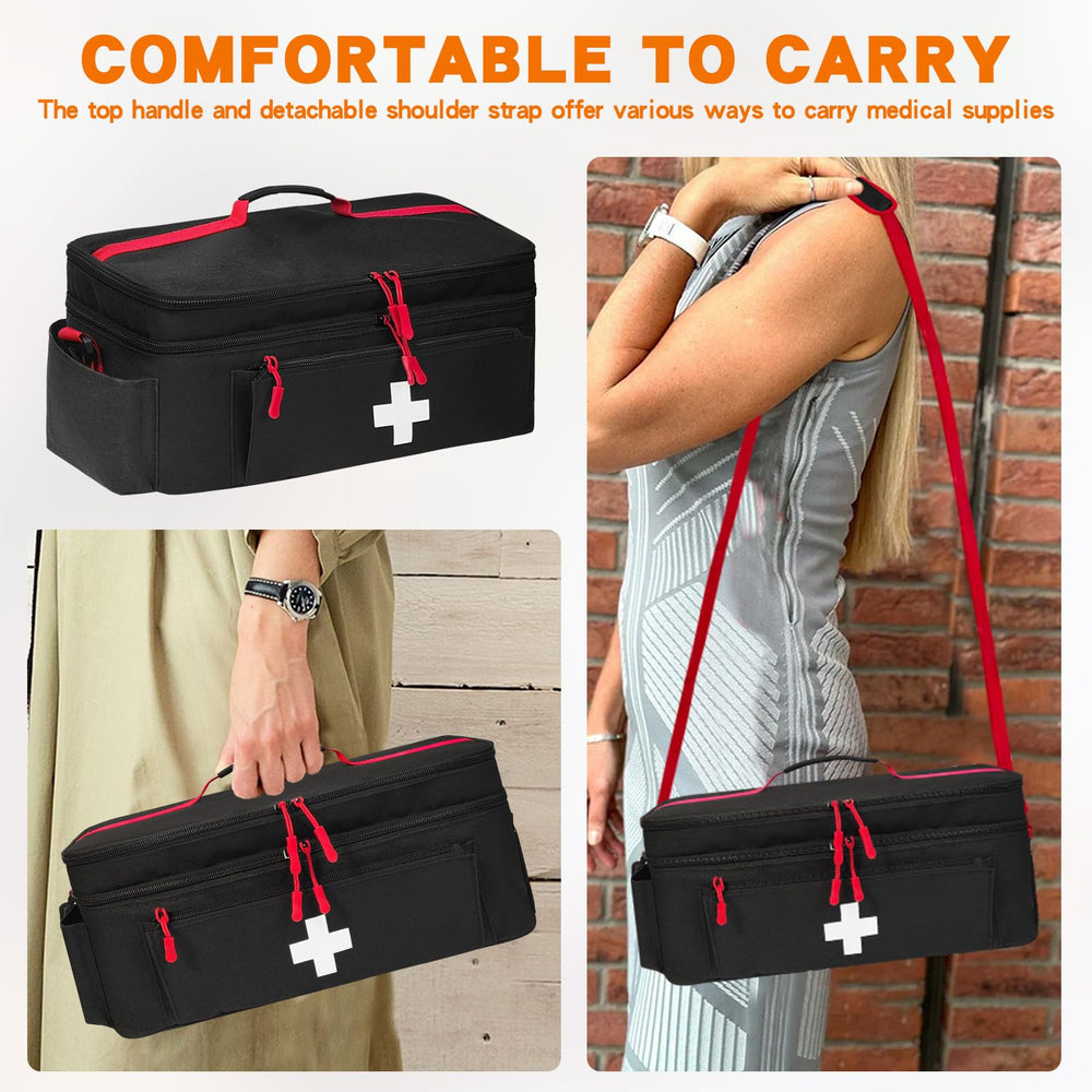 Boczif bag top handle and double zippers enable portable use.