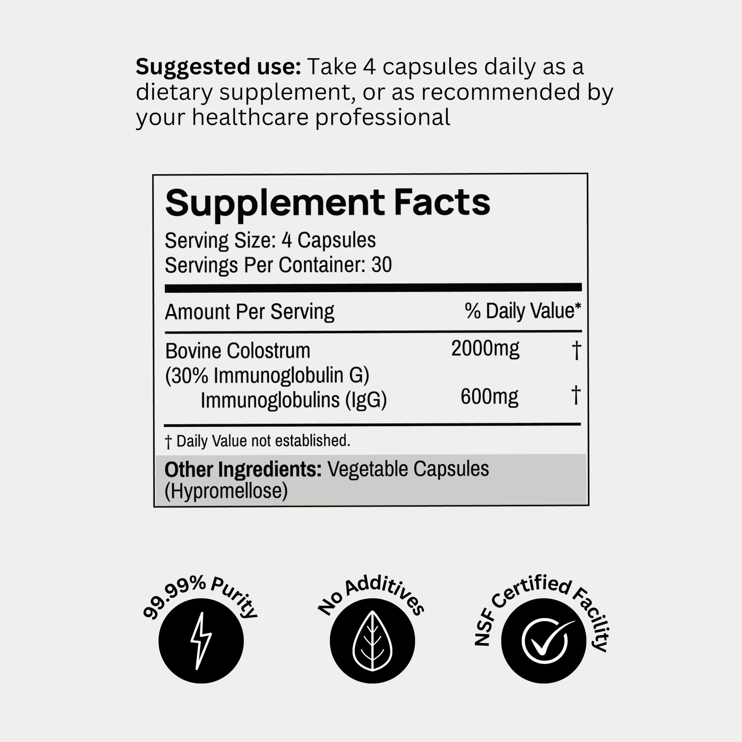 Bod Colostrum capsules with no artificial flavors or fillers
