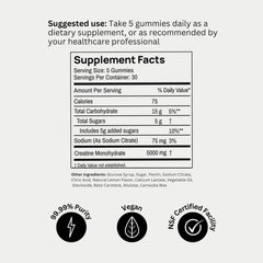 Ingredient label close-up for Bod Creatine Gummies