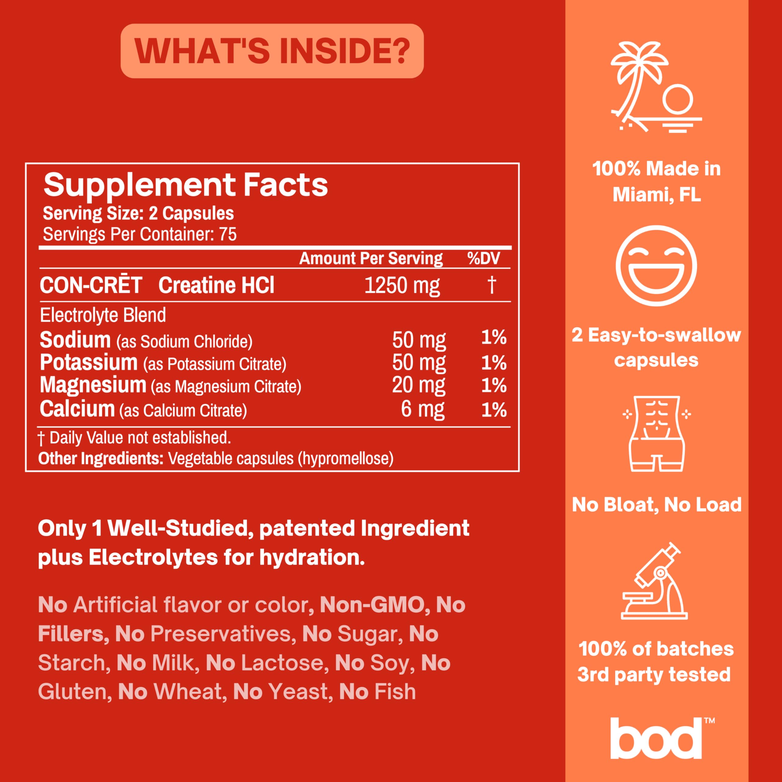 Bod Goba Tea Creatine HCL manufactured in USA facility.