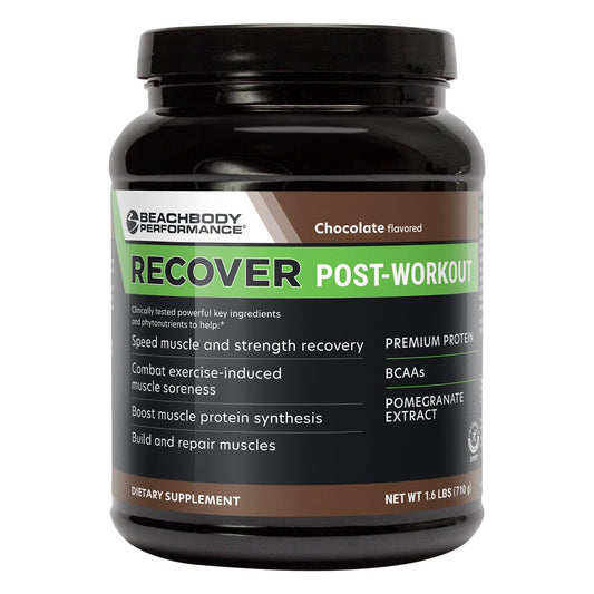 BODi Recover tub in chocolate flavor supports post-workout recovery and muscle repair