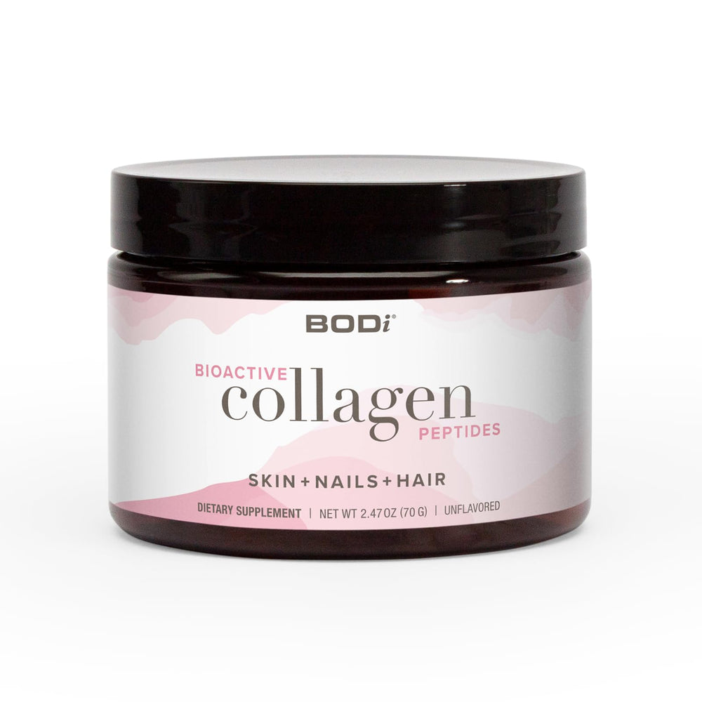 BODi Bioactive Collagen Peptides bottle ready for daily skin and nails routine.