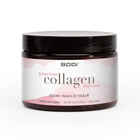BODi Bioactive Collagen Peptides bottle ready for daily skin and nails routine.